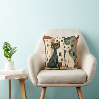 Artistic Cats Throw Pillow Kissen