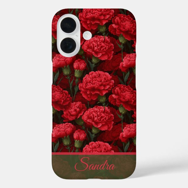 Artistic Christmas Gift Carnation Flower Name iPhone 16 Hülle (Rückseite)