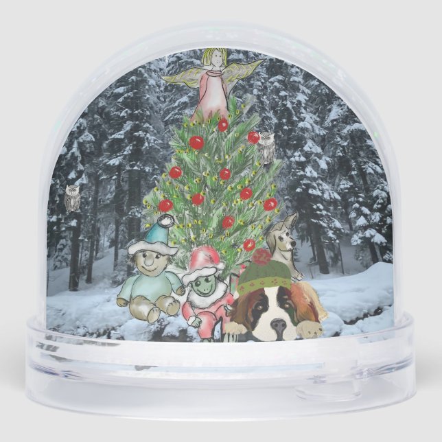 Artistic Christmas Tree Scene Snow Globe (Arrière)