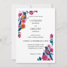 Artistic Colorful Folk Birds and Flowers Wedding