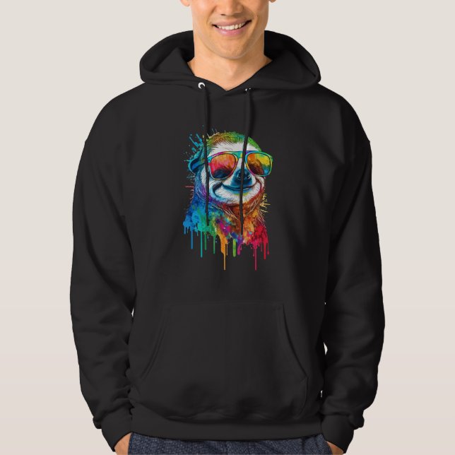 Artistic Colorful Pop painted Sloth Hoodie (Vorderseite)