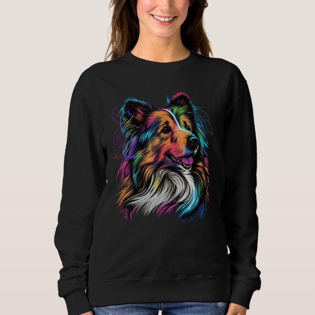 Artistic Colorful Sheltie Pop Art painted Shetland Sweatshirt (Vorderseite)