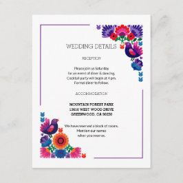 Artistic Decorative Folk Birds and Flowers Wedding Begleitkarte