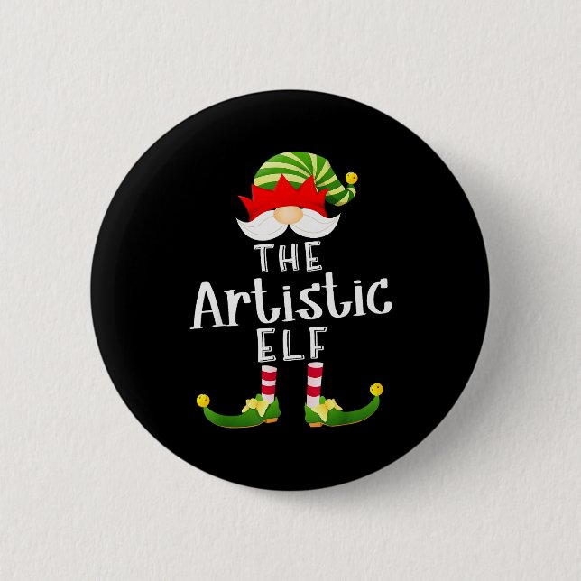 Artistic Elf Group Christmas Funny Pajama Party  Button (Vorderseite)