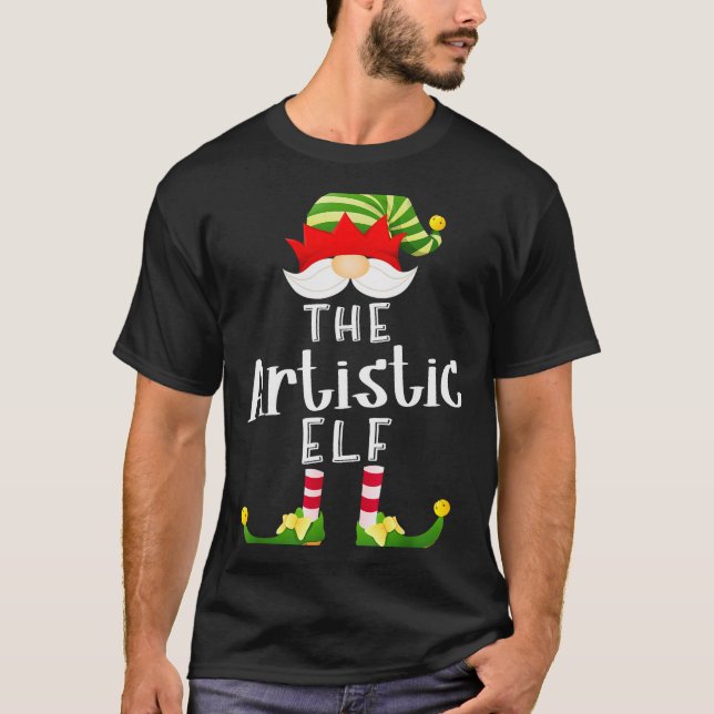 Artistic Elf Group Christmas Funny Pajama Party  T-Shirt (Vorderseite)