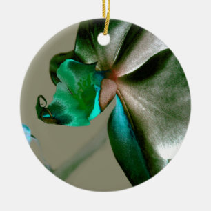 Artistic Flower in Blue, Green and Grey Tones Keramik Ornament