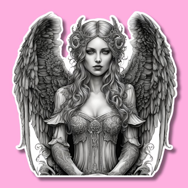 Artistic Gothic Angel Waterproof Aufkleber (Von Creator hochgeladen)