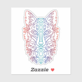 Artistic gradient color wolf face aufkleber