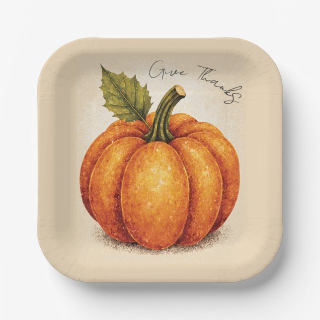 Artistic Grain Thanksgiving Pumpkin Pappteller (Vorderseite)