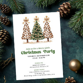 Artistic green gold leopard Christmas tree invite Einladung