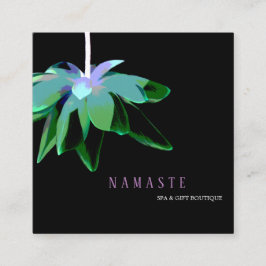 ©Artistic Green Lotus Blume Dark Floral Quadratische Visitenkarte