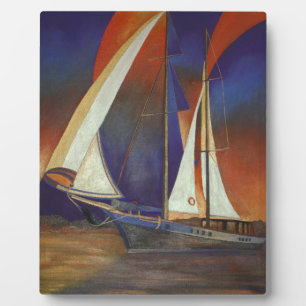 Artistic Gulet Under Sail In Orange and Purple Fotoplatte