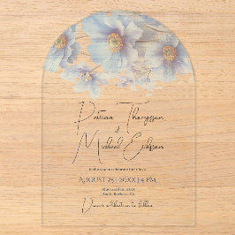 Artistic Handwritten Blue Himalayan Poppy Wedding Acryleinladungen