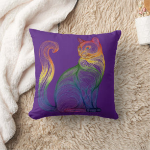 Artistic Home Decor Vibrant Swirl Cat Kissen