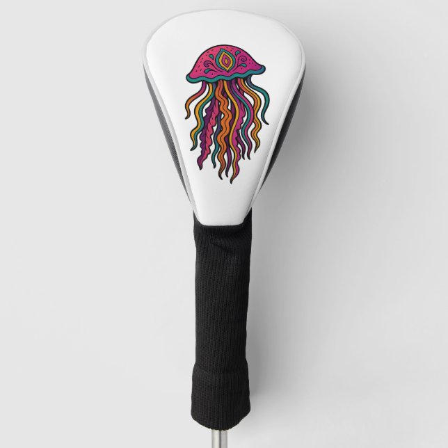 Artistic Jellyfish Driver Head Cover Golf Headcover (Vorderseite)