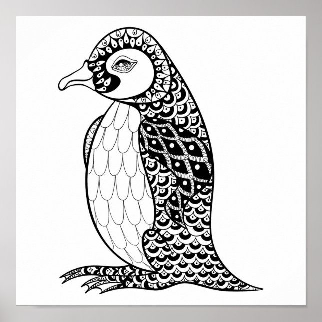 Artistic King Penguin Zendoodle 2 Poster (Vorne)