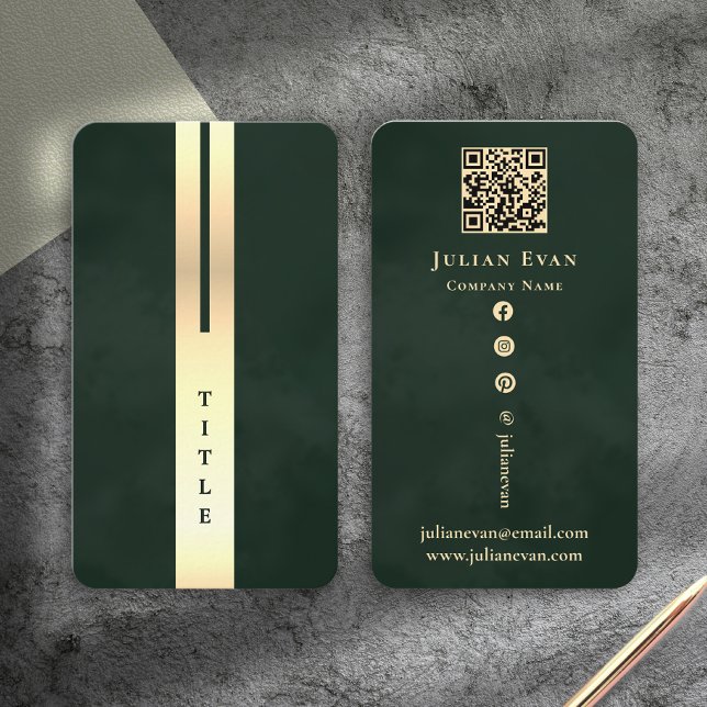 Artistic Modern Emerald Green & Gold Business Card Visitenkarte (Artistic Modern Emerald Green & Gold Business Card)
