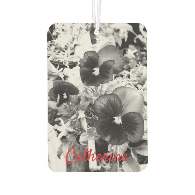 Artistic Monochrome Pansy Florida Nature Foto Autolufterfrischer (Rückseite)