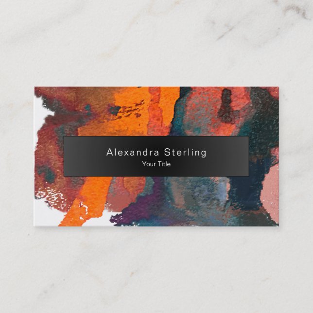 Artistic Orange Abstrakt Watercolor Art Visitenkarte (Vorderseite)