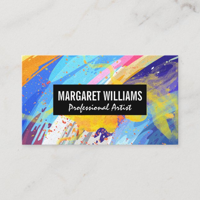 Artistic Paint Colorful Background | Stylish  Visitenkarte (Vorderseite)