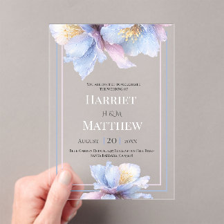 Artistic Pastel Botanical Florals Wedding Acryleinladungen