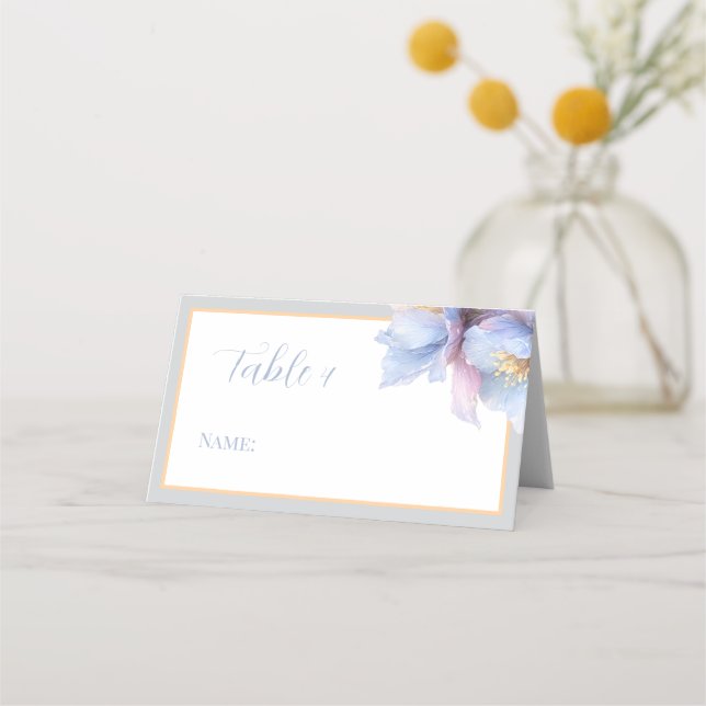 Artistic Pastel Botanical Florals Wedding Platzkarte (Vorderseite)