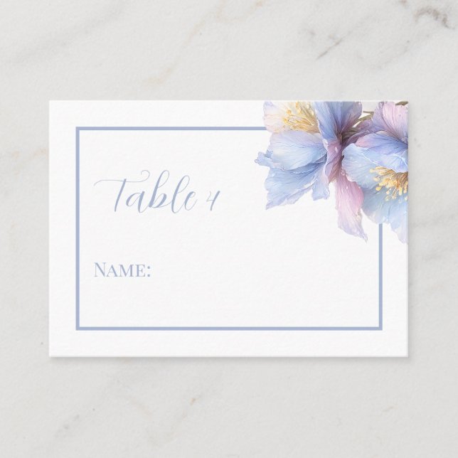 Artistic Pastel Botanical Florals Wedding Platzkarte (Vorderseite)