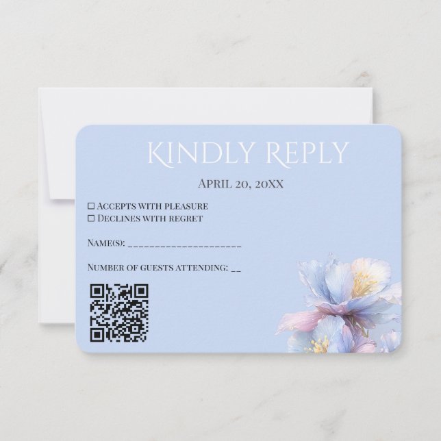 Artistic Pastel Botanical Florals Wedding QR Code RSVP Karte (Vorderseite)