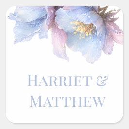 Artistic Pastel Botanical Florals Wedding Quadratischer Aufkleber