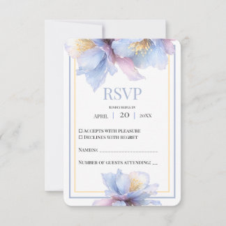 Artistic Pastel Botanical Florals Wedding RSVP Karte