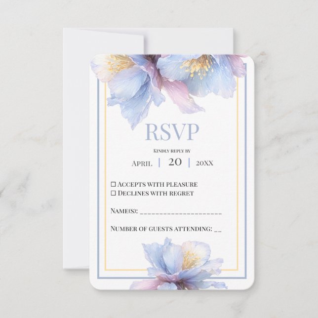 Artistic Pastel Botanical Florals Wedding RSVP Karte (Vorderseite)
