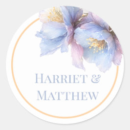 Artistic Pastel Botanical Florals Wedding Runder Aufkleber