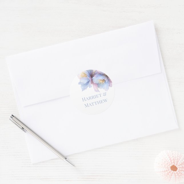 Artistic Pastel Botanical Florals Wedding Runder Aufkleber (Umschlag)
