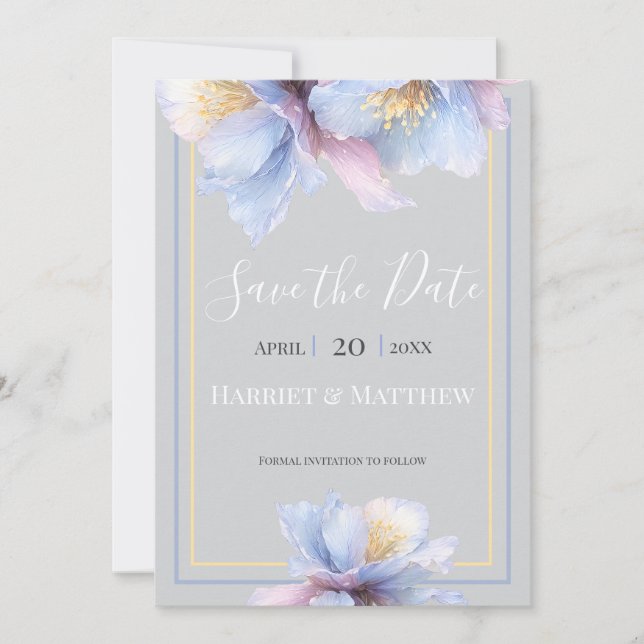 Artistic Pastel Botanical Florals Wedding Save The Date (Vorderseite)