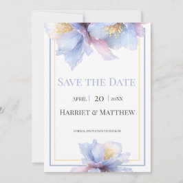 Artistic Pastel Botanical Florals Wedding Save The Date