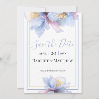 Artistic Pastel Botanical Florals Wedding Save The Date