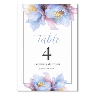 Artistic Pastel Botanical Florals Wedding Tischnummer