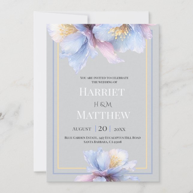 Artistic Pastel Botanical Sublime Florals Wedding Einladung (Vorderseite)