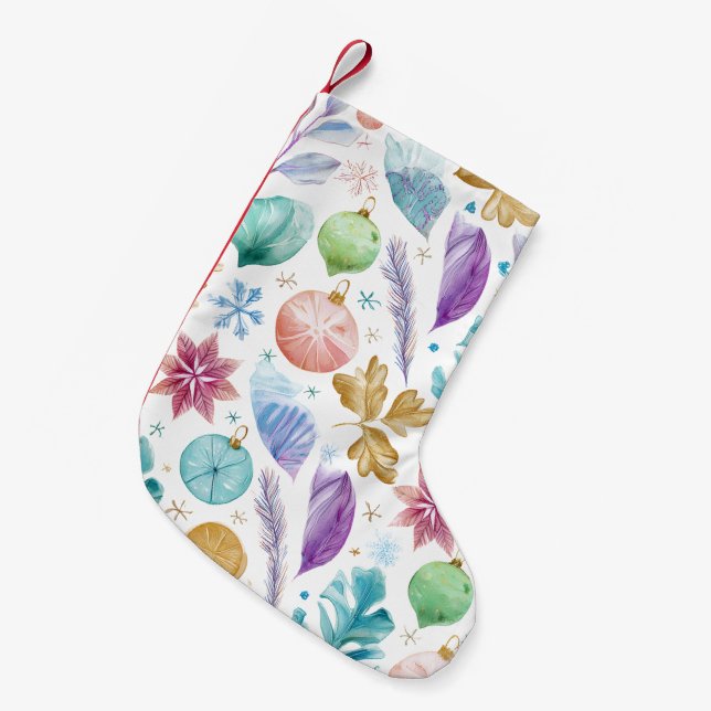 Artistic Pastel Whimsical Christmas Stocking Kleiner Weihnachtsstrumpf (Vorderansicht (hängend))