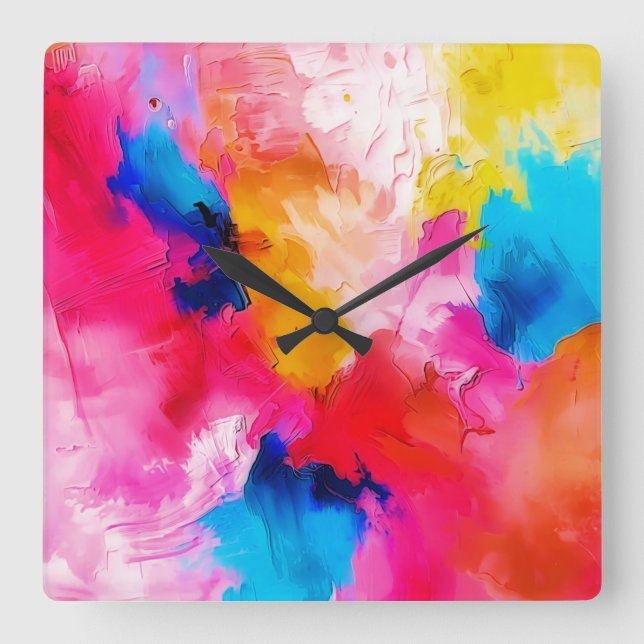  artistic patches  - modern quadratische wanduhr (Vorderseite)