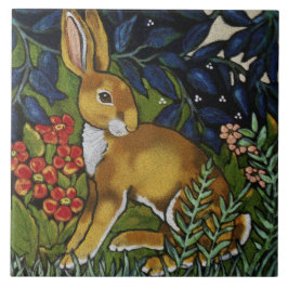 Artistic Rabbit Hare Forest William Morris Style Fliese