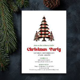 Artistic Red Black Plaid Christmas Tree Invite Einladung