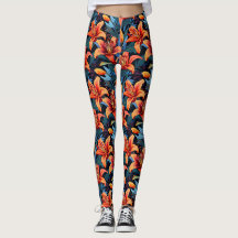 Artistic Red Tiger Lilly Blume Leggings