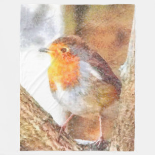 Artistic Robin Redust Perched Fleecedecke