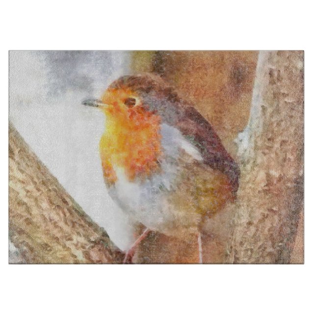 Artistic Robin Redust Perched Schneidebrett (Vorderseite)