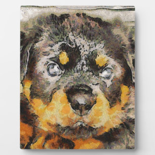 Artistic Rottweiler Puppy Portrait Fotoplatte