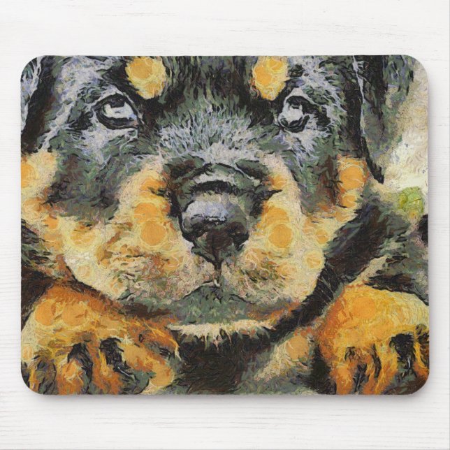 Artistic Rottweiler Puppy Portrait Mousepad (Vorne)