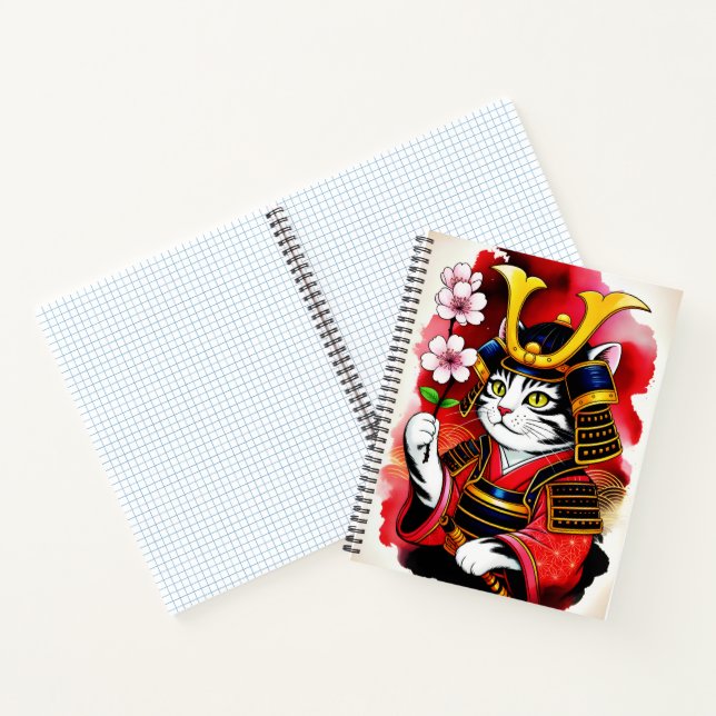 Artistic Samurai Cat Cherry For Journaling & Write Notizbuch (Innenseite)