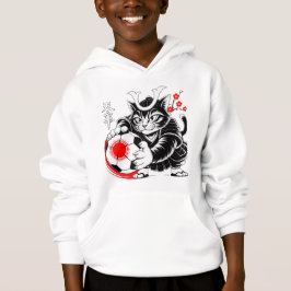 Artistic Samurai Cat Japan Soccer for Football fan Hoodie