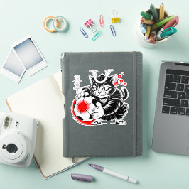 Artistic Samurai Cat Soccer For Laptops & Cars Aufkleber